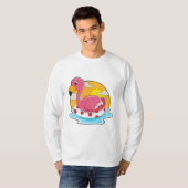 Flamingo bij zwemmen met Lifebuoy T-shirt (Voorkant volledig)