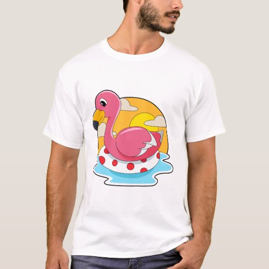Flamingo bij zwemmen met Lifebuoy T-shirt (Voorkant)