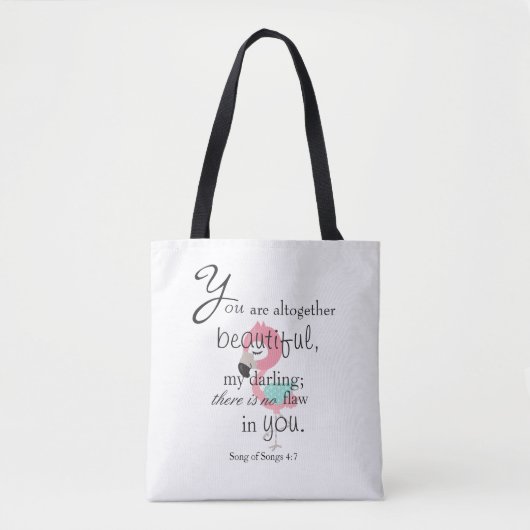 Flamingo Bijbel Verse Roze en Wit Tote Bag (Voorkant)