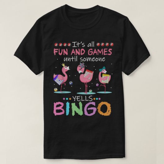 Flamingo Bingo Funny T-shirt (Design voorkant)