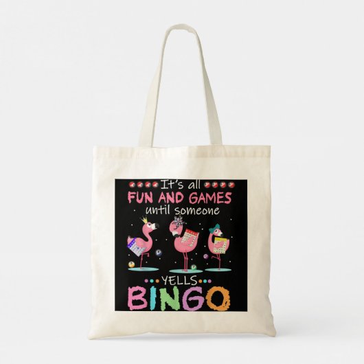 Flamingo Bingo Funny Tote Bag (Achterkant)