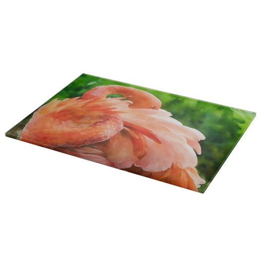 Flamingo Bird Art Glass Cutting Board Snijplank (Hoek)