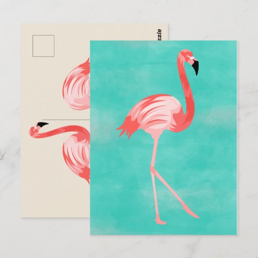 Flamingo Bird Briefkaart (Voorkant / Achterkant)