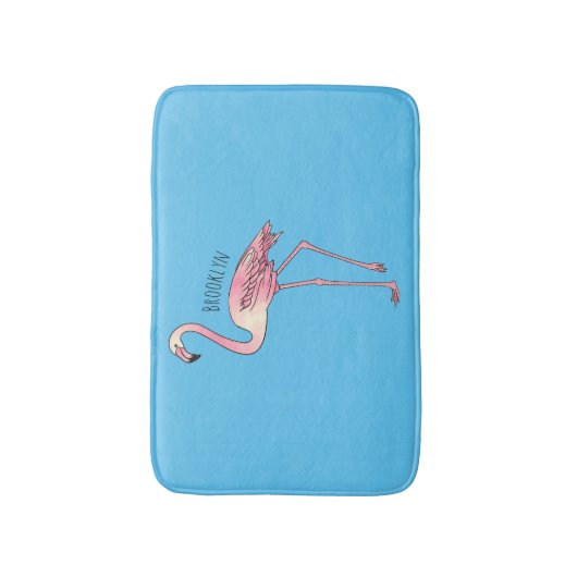 Flamingo bird cartoon illustration badmat (Voorkant Verticaal)