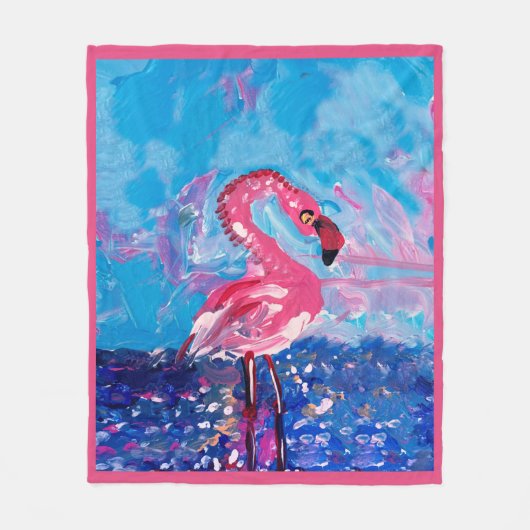Flamingo Bird Fleece Deken (Voorkant)