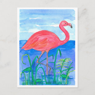 Flamingo Bird Frog Pond Briefkaart