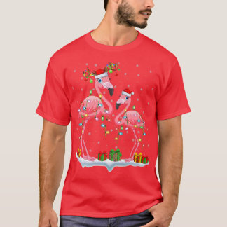 Flamingo Bird Lover Xmas Lights Santa Flamingo Chr T-shirt