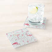 Flamingo Bird met veren Glazen Onderzetter (Schuin)