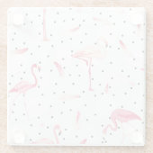 Flamingo Bird met veren Glazen Onderzetter (Achterkant)