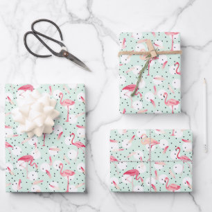 Flamingo Bird met veren Inpakpapier Vel