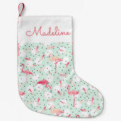 Flamingo Bird met veren | Jouw namen toevoegen Kleine Kerstsok (Voorkant)