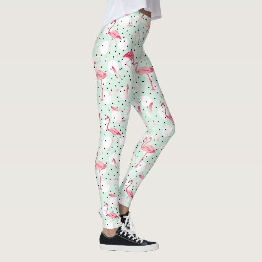 Flamingo Bird met veren Leggings (Rechts)