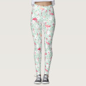 Flamingo Bird met veren Leggings (Voorkant)