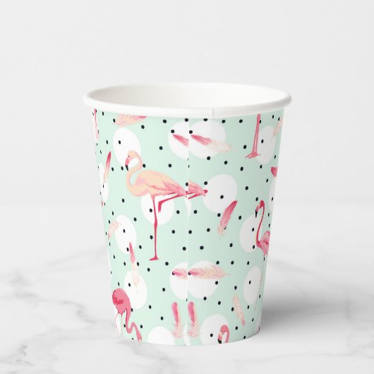 Flamingo Bird met veren Papieren Bekers (Rechts)