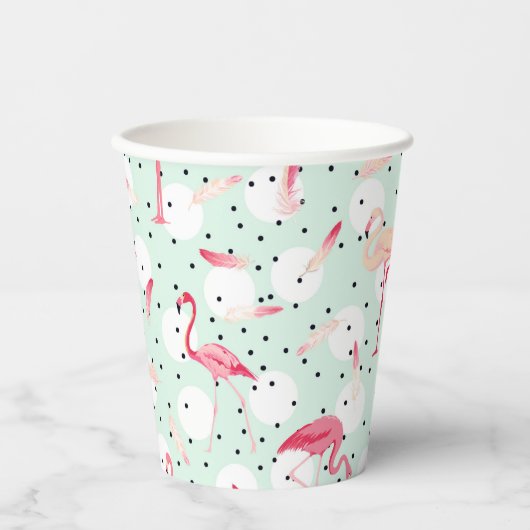 Flamingo Bird met veren Papieren Bekers (Voorkant)