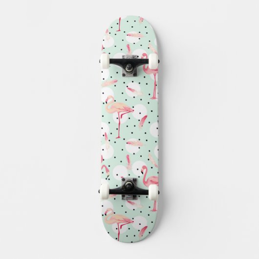 Flamingo Bird met veren Persoonlijk Skateboard (Voorkant)