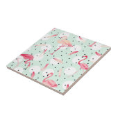 Flamingo Bird met veren Tegeltje (Zijkant)