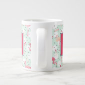 Flamingo Bird met veren | Voeg je Initiaal toe Grote Koffiekop (Achterkant)