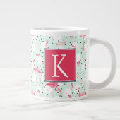 Flamingo Bird met veren | Voeg je Initiaal toe Grote Koffiekop (Rechts)