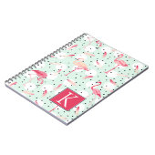 Flamingo Bird met veren | Voeg je Initiaal toe Notitieboek (Linkerzijde)