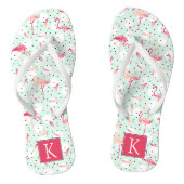 Flamingo Bird met veren | Voeg je Initiaal toe Teenslippers (Voetbed)