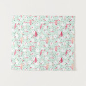 Flamingo Bird met veren Wandkleed (Voorkant (horizontaal))