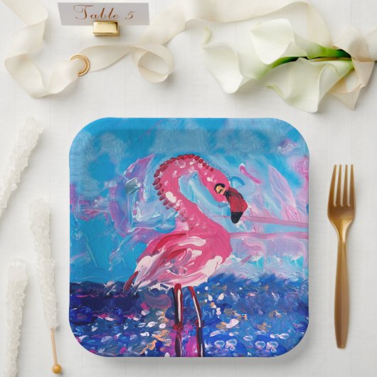 Flamingo Bird Papieren Bordje (Huwelijk)