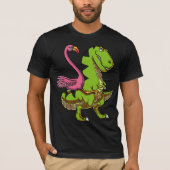 Flamingo Bird Riding T-Rex Dinosaur T-shirt (Voorkant)