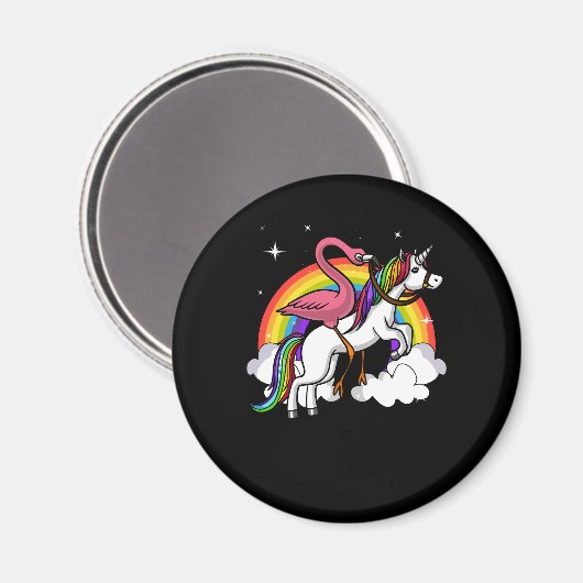 Flamingo Bird Riding Unicorn Magical Rainbow Magneet (Voorkant / Achterkant)