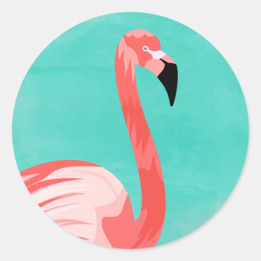 Flamingo Bird Ronde Sticker (Voorkant)