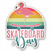 Flamingo Bird Skateboard 4-inch Kiss Cut Vinyl Sti Sticker (Voorkant)