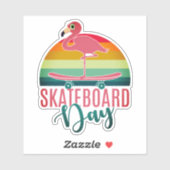 Flamingo Bird Skateboard 4-inch Kiss Cut Vinyl Sti Sticker (Vel)