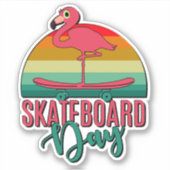 Flamingo Bird Skateboard 4-inch Kiss Cut Vinyl Sti Sticker (Voorkant)