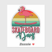 Flamingo Bird Skateboard 4-inch Kiss Cut Vinyl Sti Sticker (Vel)