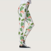 Flamingo Bird Tropical Banana Leaf Chevron Pattern Leggings (Rechts)
