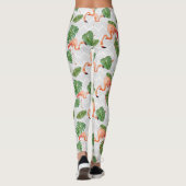 Flamingo Bird Tropical Banana Leaf Chevron Pattern Leggings (Achterkant)