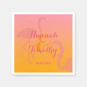 Flamingo Bird Tropical met namen en datumbruiloft Servetten (Voorkant)