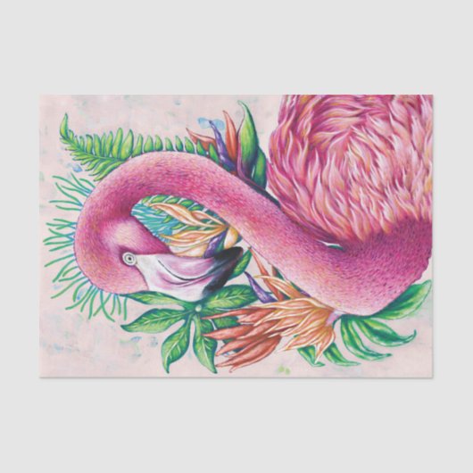 Flamingo Bird Tropische Bloemen Grappig Weefsel Pa Tissuepapier (Voorkant)