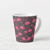 Flamingo Bird Waterverf op Dark Grey Design Latte Mok (Rechterhoek)