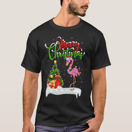 Flamingo Bird Xmas Decoration Santa Flamingo Chr T-shirt (Voorkant)