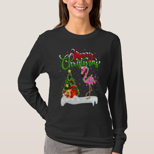 Flamingo Bird   Xmas Decoration Santa Flamingo Chr T-shirt (Voorkant)
