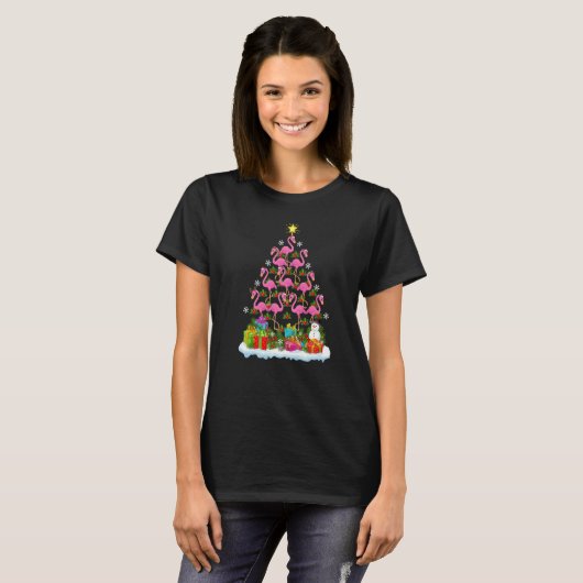Flamingo Bird Xmas Holiday Flamingo Christmas Tre T-shirt (Voorkant volledig)