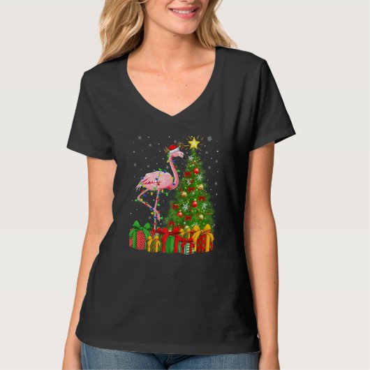 Flamingo Bird Xmas Holiday Santa Flamingo Christm T-shirt (Voorkant)