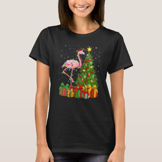 Flamingo Bird  Xmas Holiday Santa Flamingo Christm T-shirt (Voorkant)