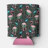 Flamingo Birds 20s Deco Ferns Pattern Black Custom Blikjeskoeler (Achterkant)