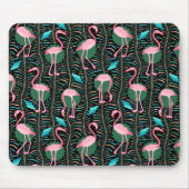 Flamingo Birds 20s Deco Ferns Pattern Black Green Muismat (Voorkant)