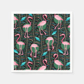 Flamingo Birds 20s Deco Ferns Pattern Black Green Servetten (Voorkant)