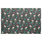 Flamingo Birds 20s Deco Ferns Pattern Black Green Stof (Fat Quarter)