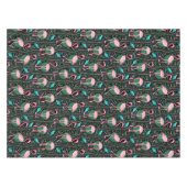 Flamingo Birds 20s Deco Ferns Pattern Black Green Tafelkleed (Voorkant (Horizontaal))