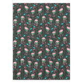 Flamingo Birds 20s Deco Ferns Pattern Black Green Tafelkleed (Voorkant)